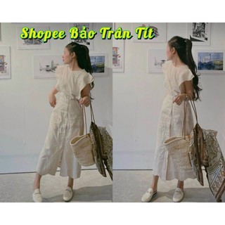 Set áo trắng cổ tròn tay tiên kèm chân váy midi