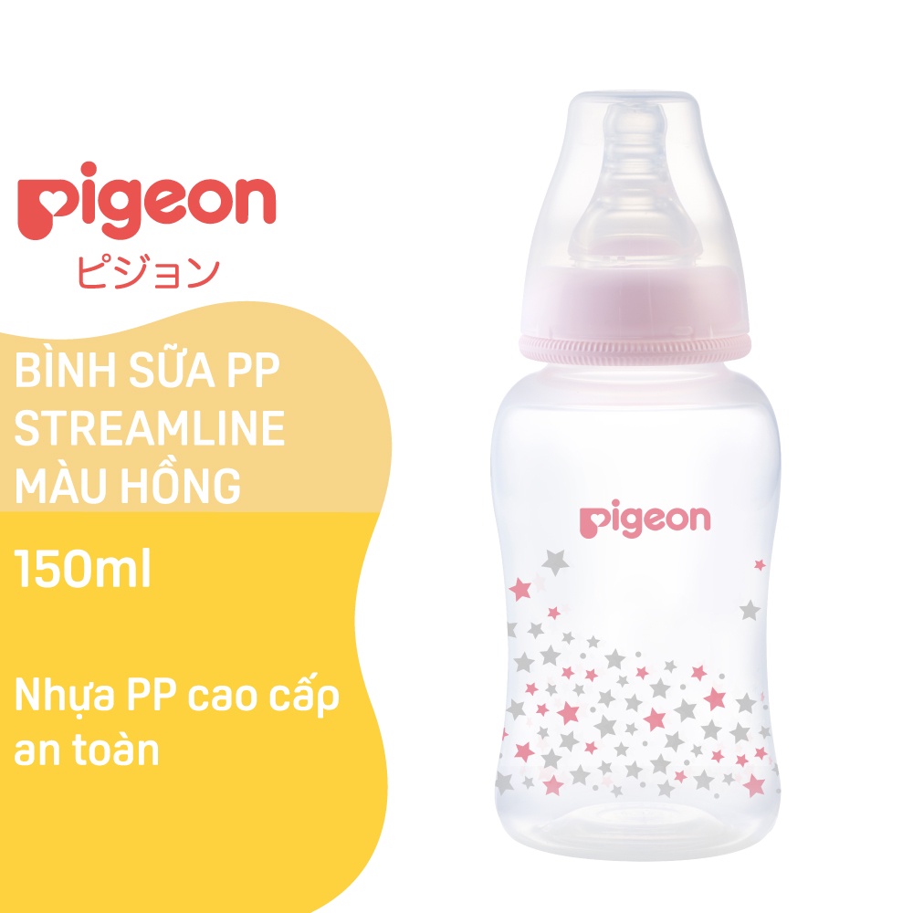 Bình Sữa PP Streamline Hình Ngôi Sao Hồng/Xanh Pigeon 150ml (S)