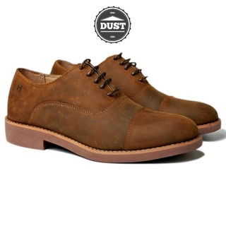 Giày tây công sở nam Oxford Captoe da bò sáp ngựa điên cao cấp phong cách bụi bặm