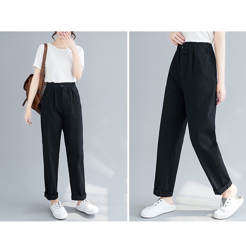 Quần jean baggy đen lưng thun 1 nút big size lớn 90-110kg