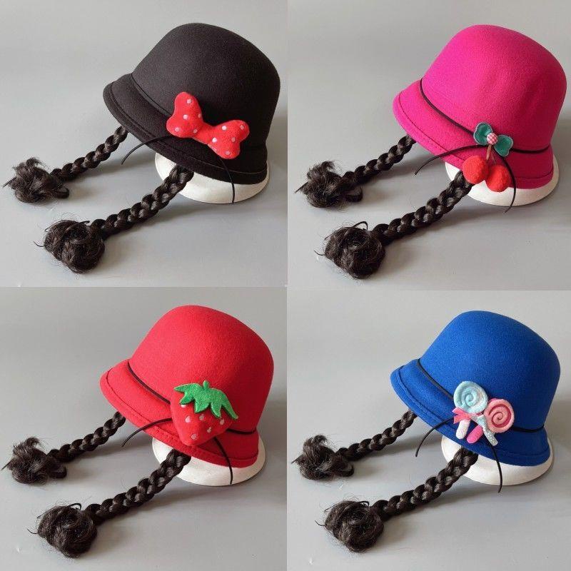 Nón Tai Bèo Vải Len Đính Tóc Giả Siêu Dễ Thương Cho Bé Gái