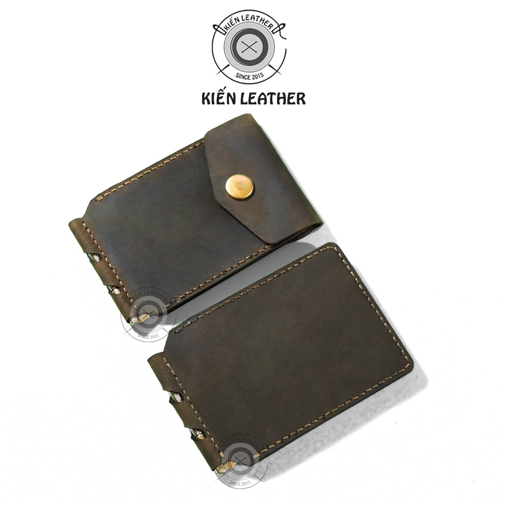 Ví nam mini, ví kẹp tiền money clip thiết kế Kiến Leather