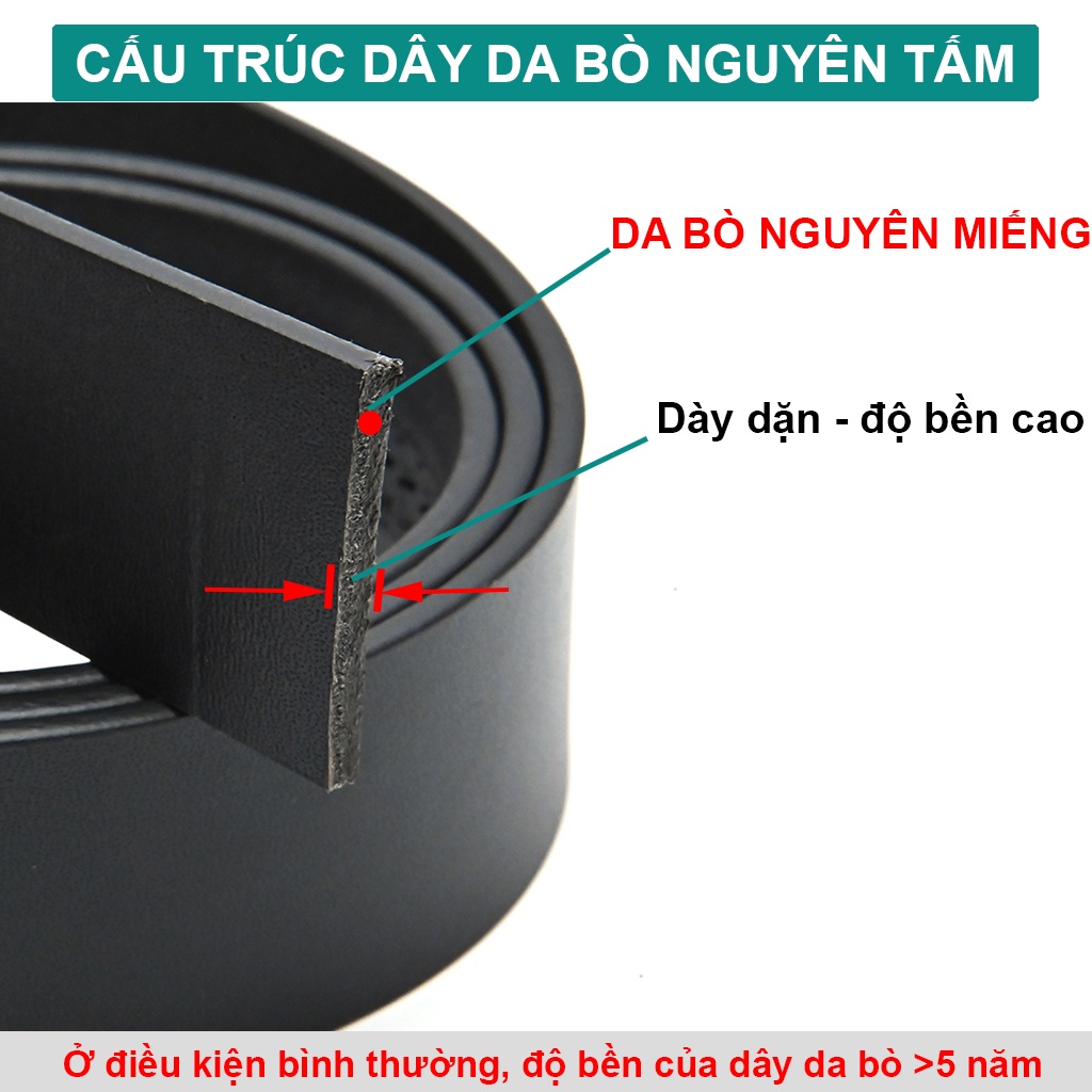 Thắt lưng nam da bò nguyên tấm khóa cài khuy N&L leather bảo hành 12 tháng full hộp đựng