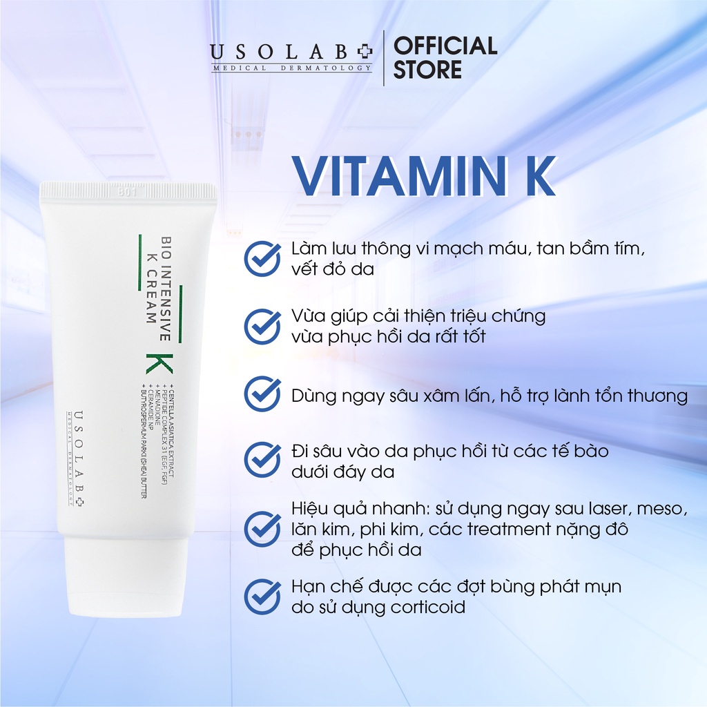 Kem dưỡng phục hồi Vitamin K Cream Usolab 50ml