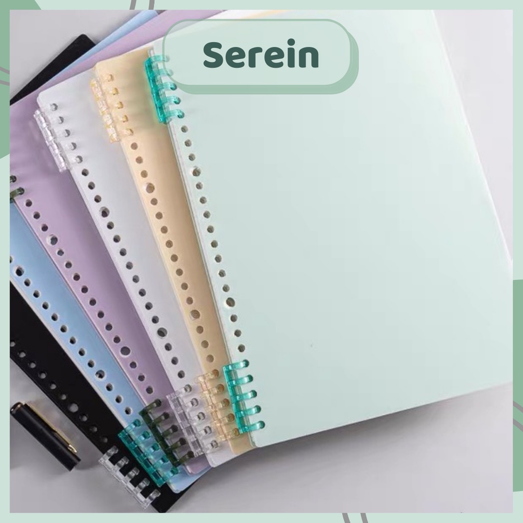 Bìa sổ còng binder A5 B5 A4 20 26 30 lỗ SEREIN bìa lá rời nhựa nhiều màu pastel văn phòng phẩm phong cách Hàn Quốc