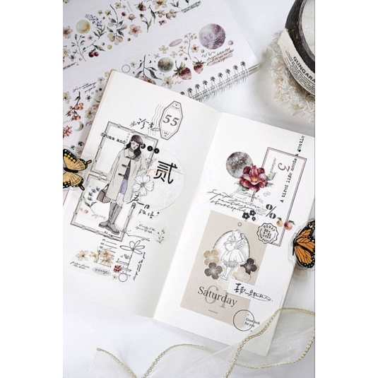 Krisna.room ♡ Jenny Studio- Hộp 40 tờ giấy note hoa trang trí sổ