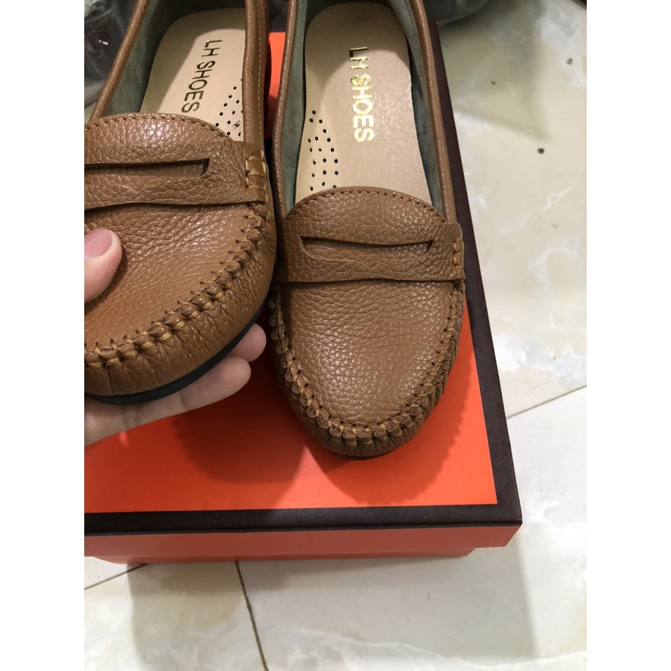 Giày đế xuồng nữ 3p da bò mềm êm chân mũi tròn dễ mang êm chân