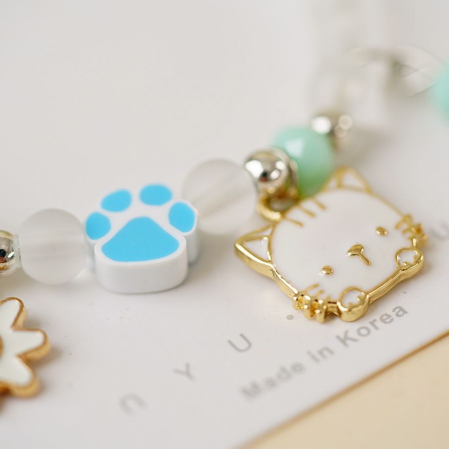 Vòng Đeo Tay Xỏ Hạt Pha Lê Hình Mèo Dễ Thương Phong Cách Hàn Quốc 2022