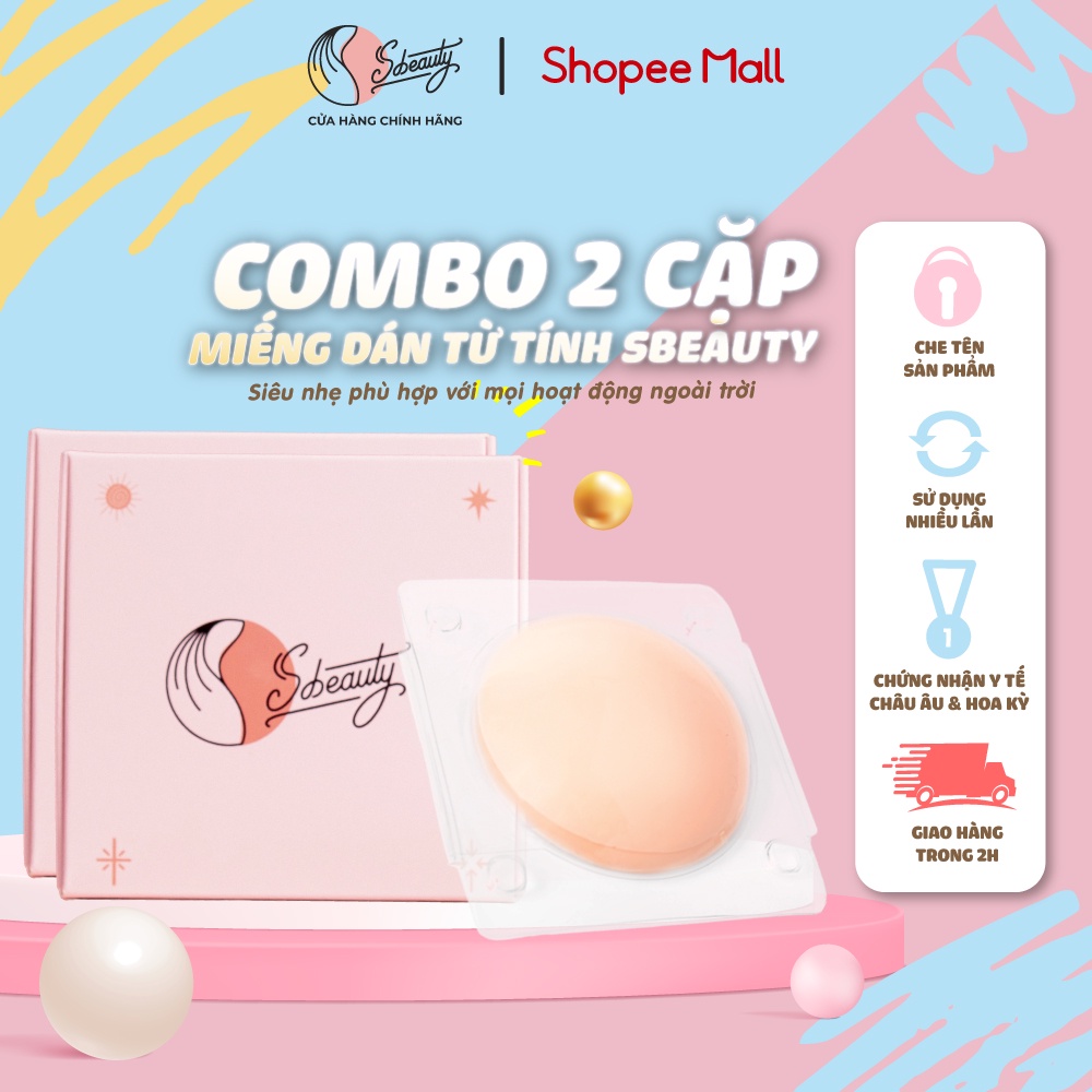 Combo 2 cặp Miếng dán ngực tự thân silicon Sbeauty siêu mỏng không cần keo sử dụng dễ dàng thoải mái