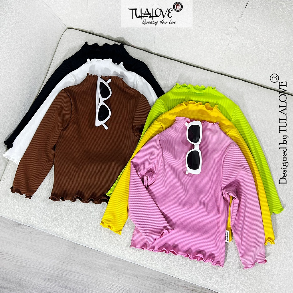 Áo Thu Đông Dài Tay Quấn Bèo Bé Gái, Áo Thun Cho Bé Tulalove