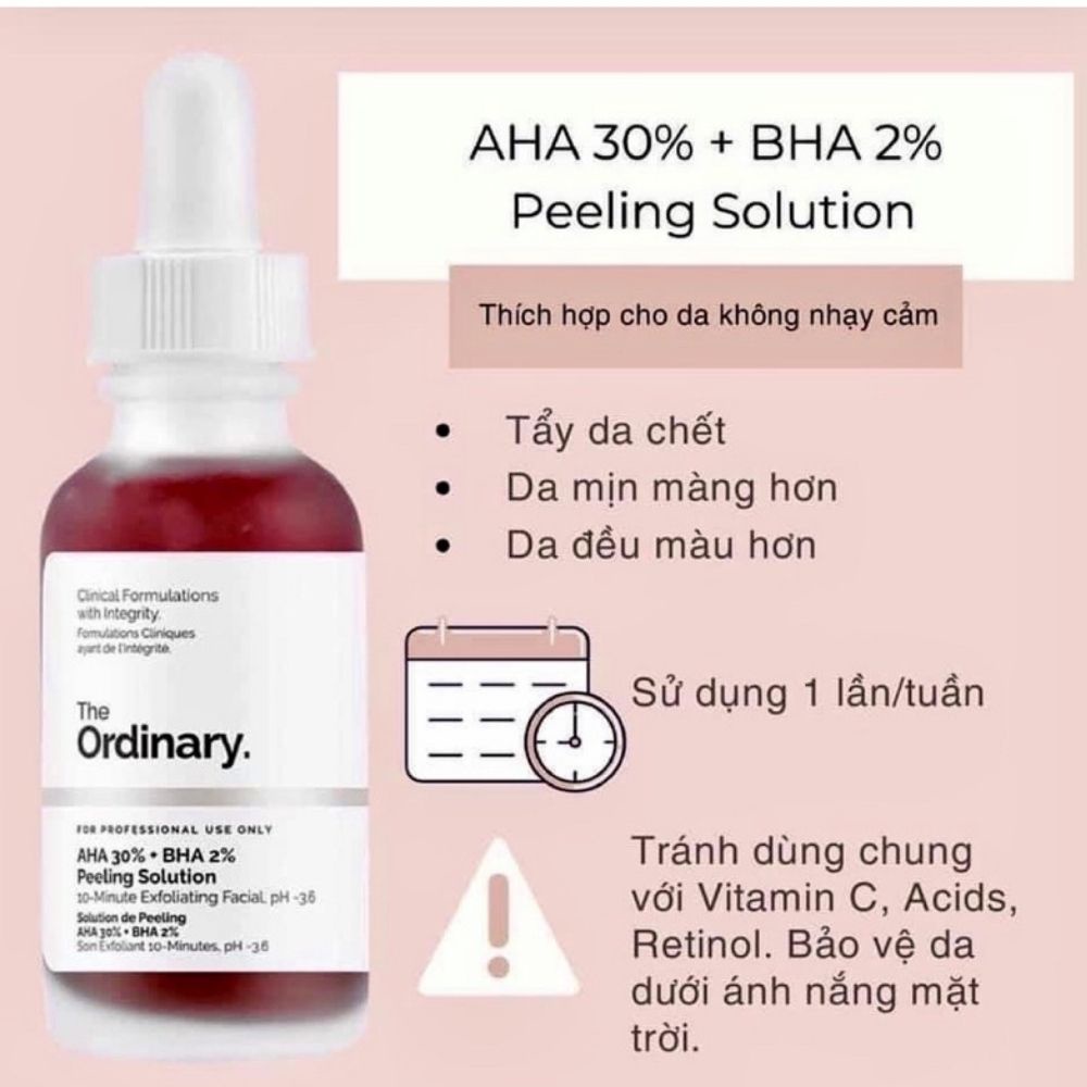 Tinh Chất Peel da The Ordinary AHA 30%+BHA 2% Peeling Solution 30ml- Tẩy Tế Bào Chết Hóa Học, Trắng Da Trẻ Hóa Làn Da.
