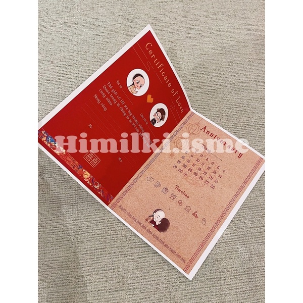 Thiệp chứng chỉ tình yêu Himilki.isme CERTIFICATE OF LOVE