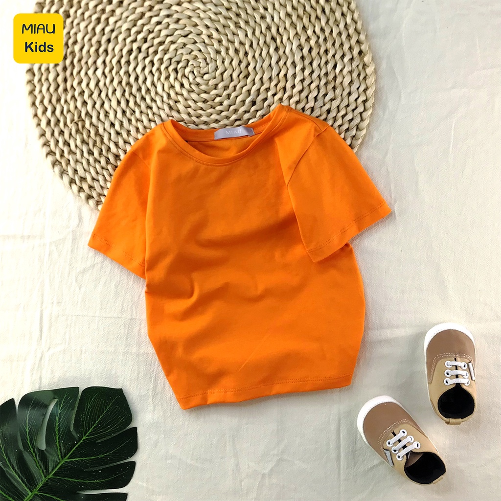 Áo thun trơn cho bé size đại thun Cotton co giãn thấm hút thoáng mát Cho Bé 26Kg - 55Kg - Quần áo trẻ em MiauKids