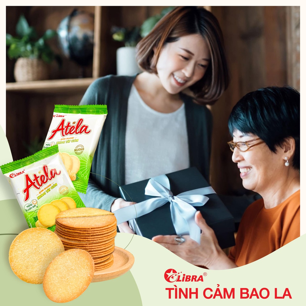 Bánh cracker khoai tây LIBRA đồ ăn vặt dinh dưỡng snack potato mặn giòn bánh lễ tết Atela hộp 342gr