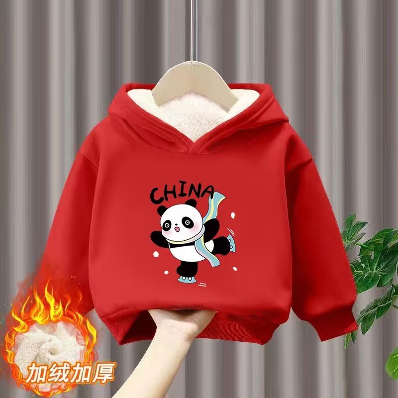Áo Hoodie Lót Lông Cừu Dày Dặn Tay Dài Thời Trang Xuân Thu Cho Bé