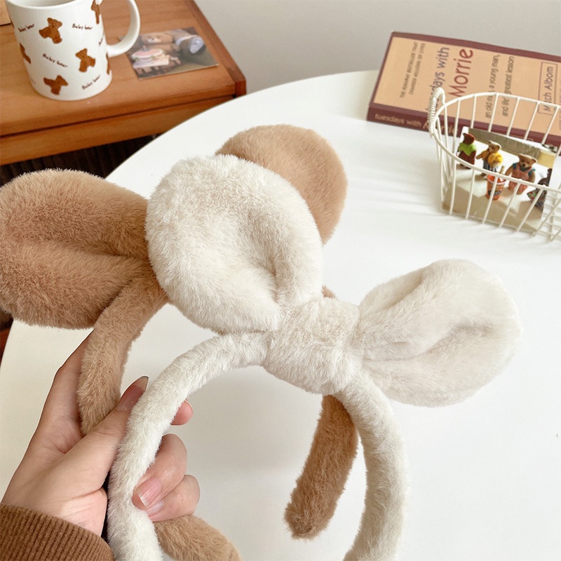 Băng Đô Tai Thỏ Bằng Lông Nhung Màu Sắc Ngọt Ngào Phong Cách Hàn Quốc Cho Nữ