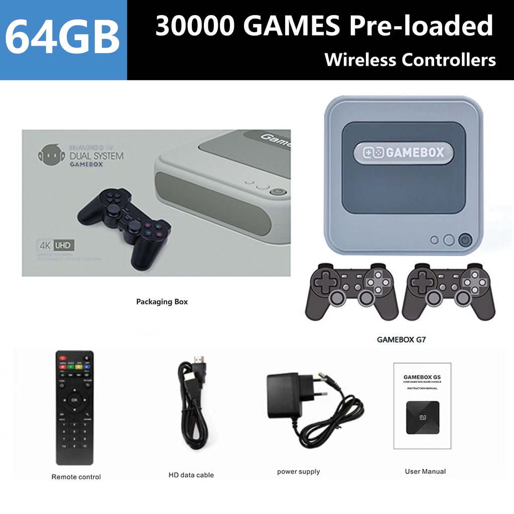 Máy Chơi game Cầm Tay G7 S905L Wi-Fi 4K HD Super X Console 40000 + Máy PS1 PSP N64 MAME DC Và Phụ Kiện