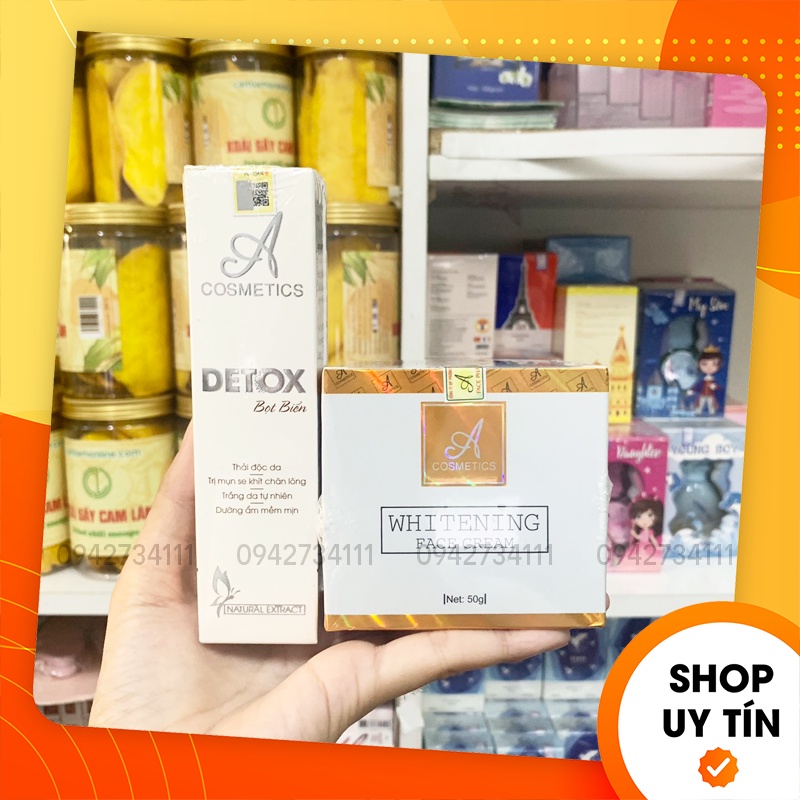 Combo Kem Face Pháp chữ A Cosmetics + Detox Bọt Biển Mỹ phẩm Phương Anh