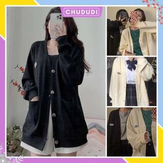  Áo cardigan khoác ngoài thêu Simpis form rộng tay bồng style học sinh basic Hàn Quốc CHUDUDI CĐG01 