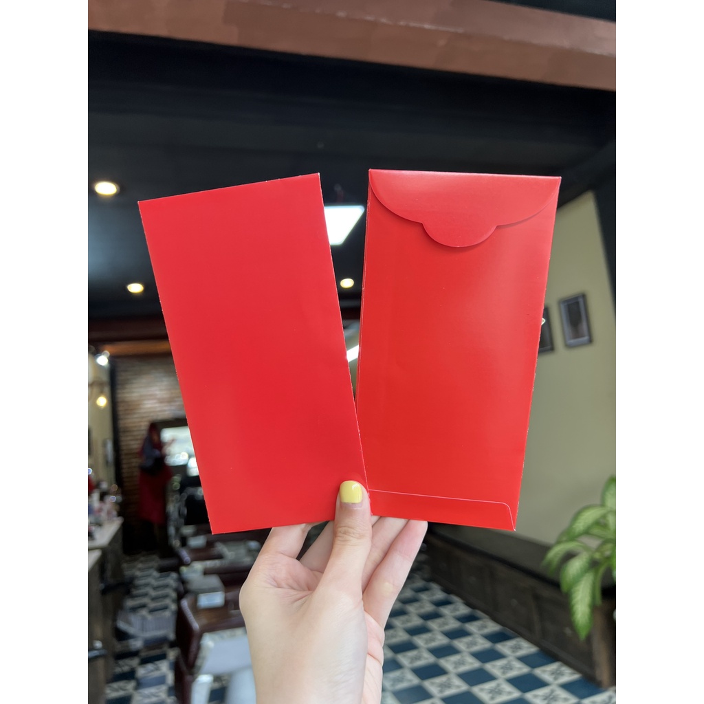Xấp 10 bao lì xì đỏ vàng trơn bóng mịn giấy C