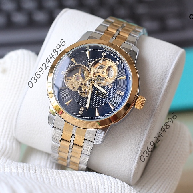 Đồng hồ nam Byino máy cơ chạy tự động hoàn toàn không sử dụng pin, với thiết kế chắc chắn, thép không gỉ bền bỉ