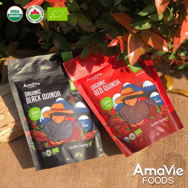 Hạt diêm mạch quinoa đỏ/đen hữu cơ Amavie Foods