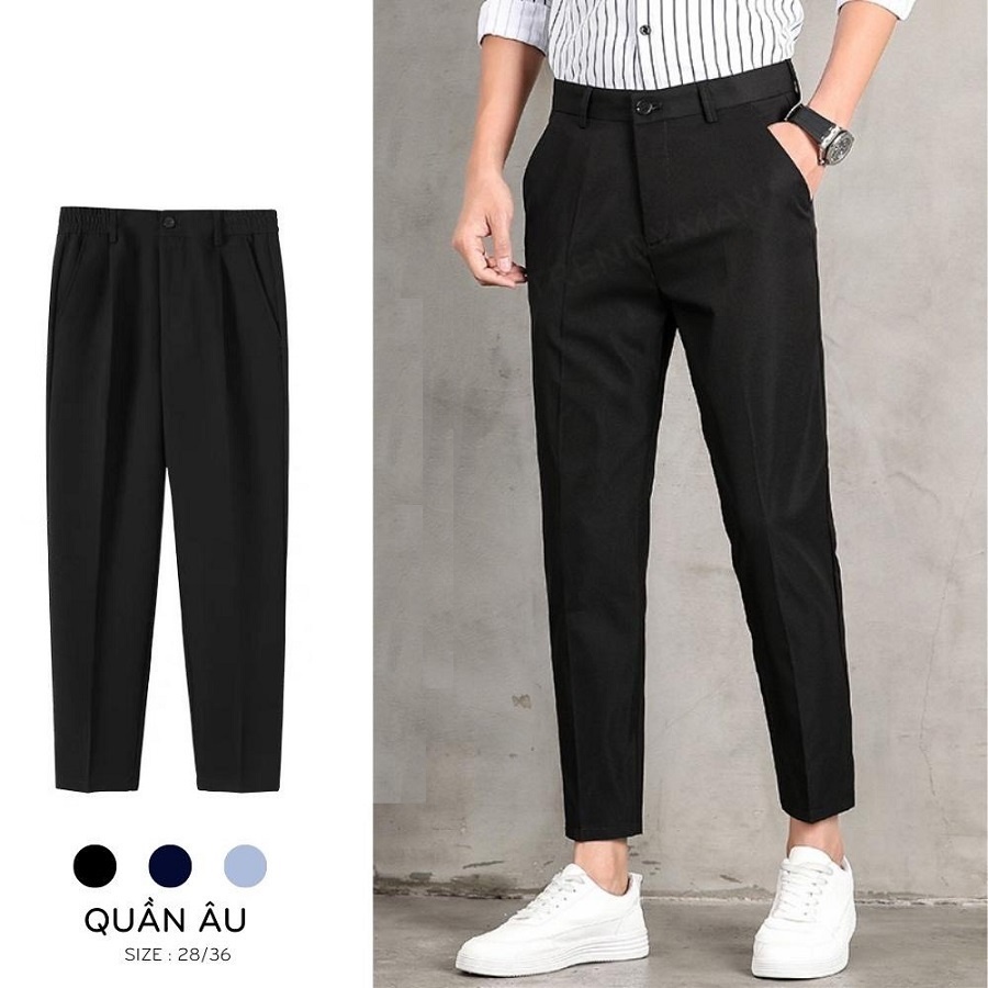 Quần âu Nam - Quần Tây Nam Công Sở Đen Cá Tính Dáng Ôm Chuẩn Vải Mỏng Nhẹ Không Nhăn Không Xù
