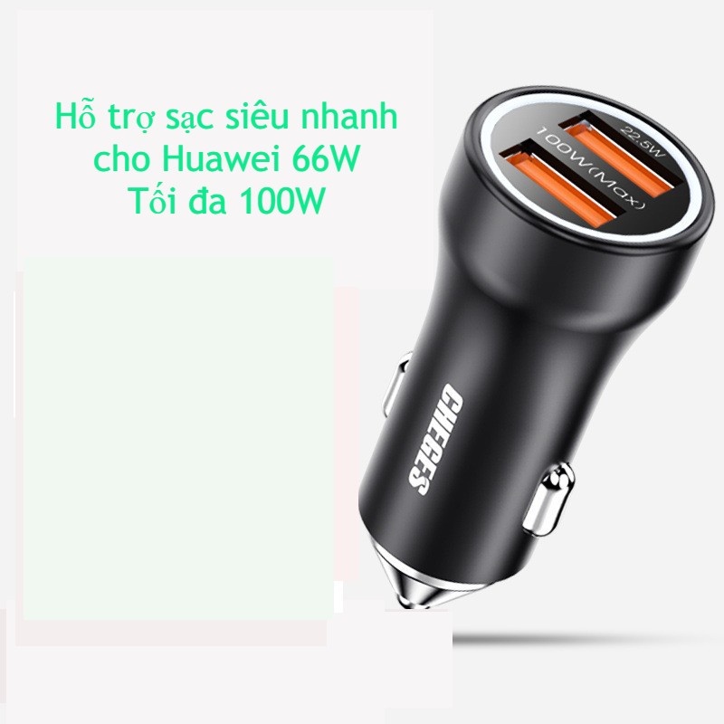 Tẩu Sạc Ô Tô Siêu Nhanh 100W CHEGES Superme Digital Display PPS Dual Quick Charger Car Charger (12-2