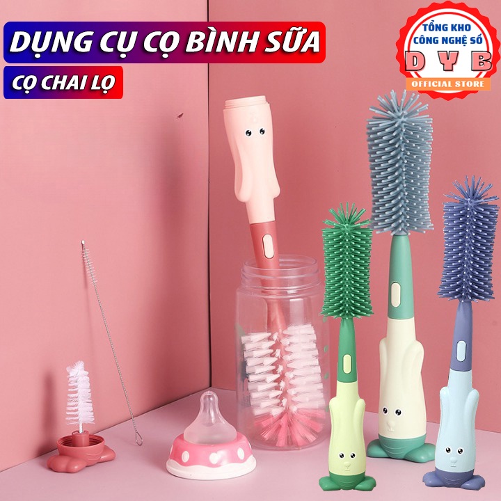 Bộ Cọ Vệ Sinh Bình Sữa Em Bé Bằng Chất Liệu Silicone - Dụng cụ vệ sinh chai lọ, cốc chén, Cọ núm ty cho bé