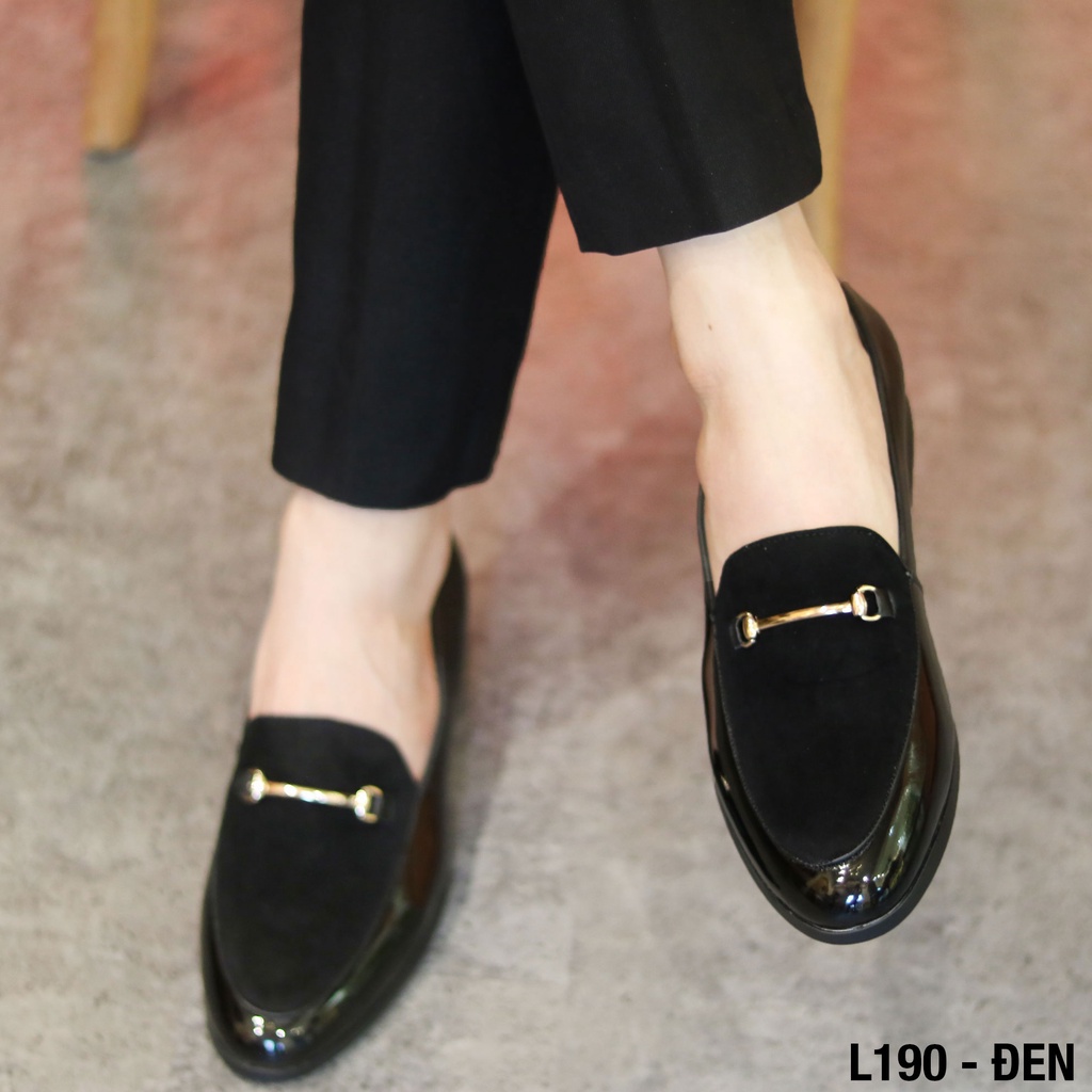 Giày Lười Nam Da Bóng Mặt Lớp Nỉ Nhung - Mã L190