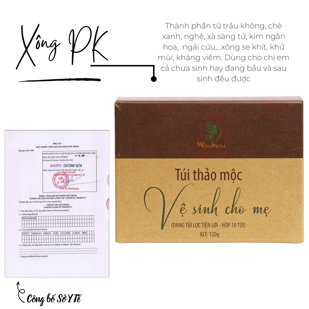 Thảo mộc xông vệ sinh vùng kín sau sinh WonMom Xông Vùng Kín Thơm Tho
