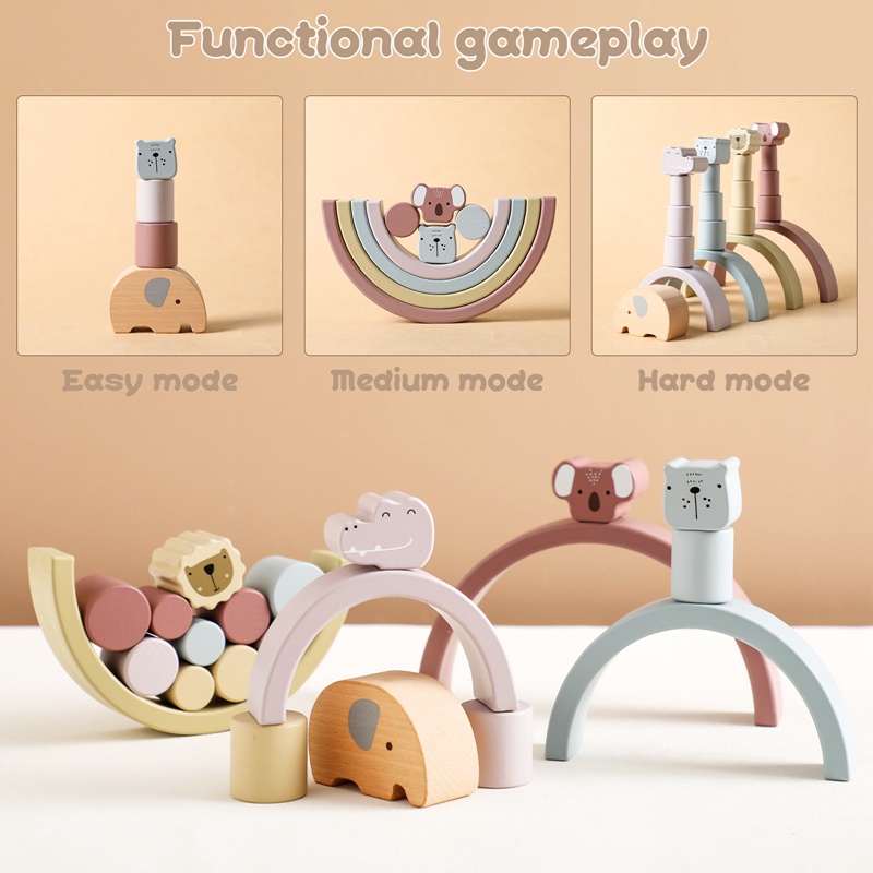 Bộ đồ chơi xếp hình cân bằng MAMIMAMIHOME Montessori bằng gỗ giáo dục sớm cho bé