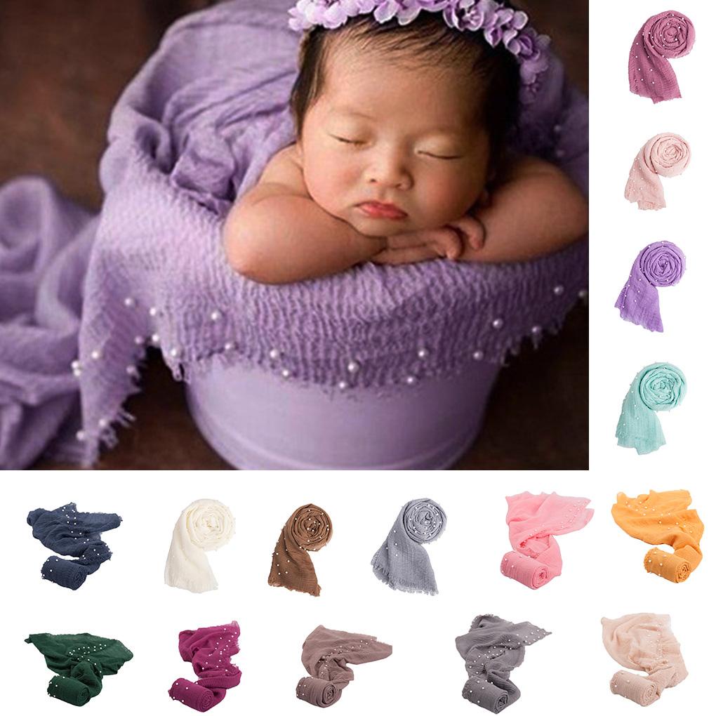 Chăn Quấn Co Giãn Đính Ngọc Trai Làm Phụ Kiện Chụp Ảnh Cho Bé Sơ Sinh