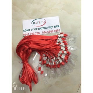 KHUYẾN MÃI túi 100 chiếc Dây đeo thẻ lụa móc nhựa Màu đỏ bản rộng 1cm - Dây lụa đẹp