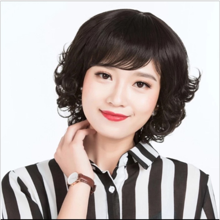 🌿Tặng Lưới🌿 Tóc giả nữ trung niên nguyên đầu tự nhiên - TG49