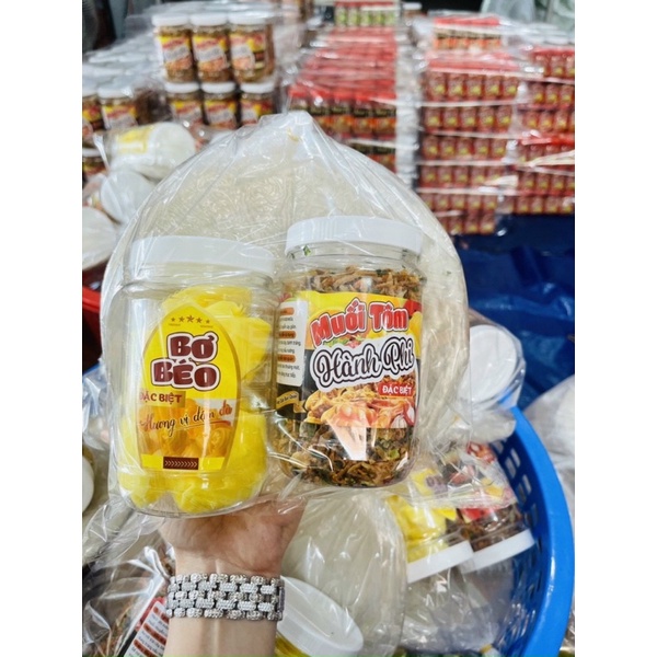 Bánh tráng phơi sương muối hành phi - set 300g bánh phơi sương, 200g muối hành phi, 1 bơ béo, 1 sốt tắc ớt rim