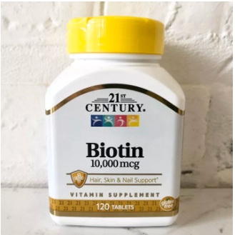 Viên uống mọc tóc, giúp tóc chắc khỏe Biotin 10,000 mcg 21th Century - 120 viên