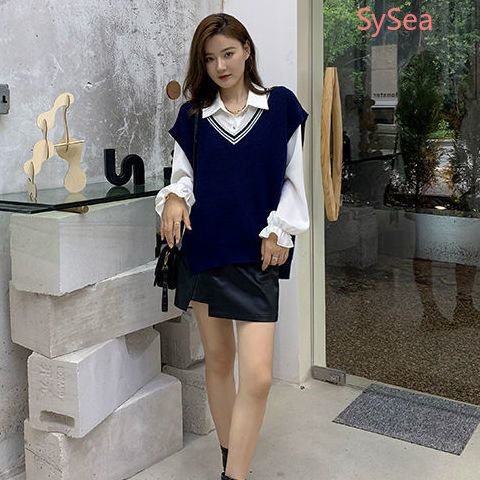 Áo Dệt Kim Sát Nách Thời Trang Retro Hàn Quốc Cho Nữ