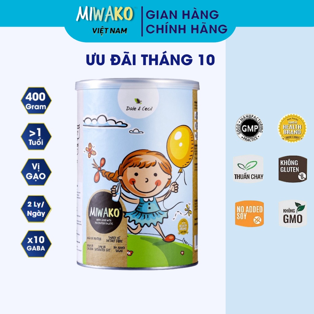 Sữa Công Thức Thực Vật Hữu Cơ Miwako Vị Nhạt Dễ Uống Vị Gạo 400g x 1 Hộp - Miwako Việt Nam