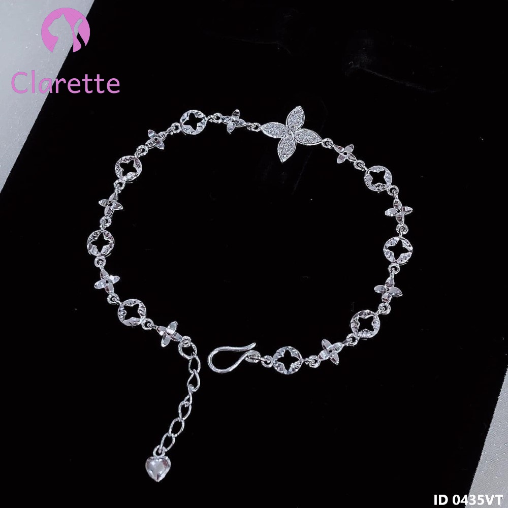 Vòng tay bạc hình hoa bốn cánh Clarette 0435VT