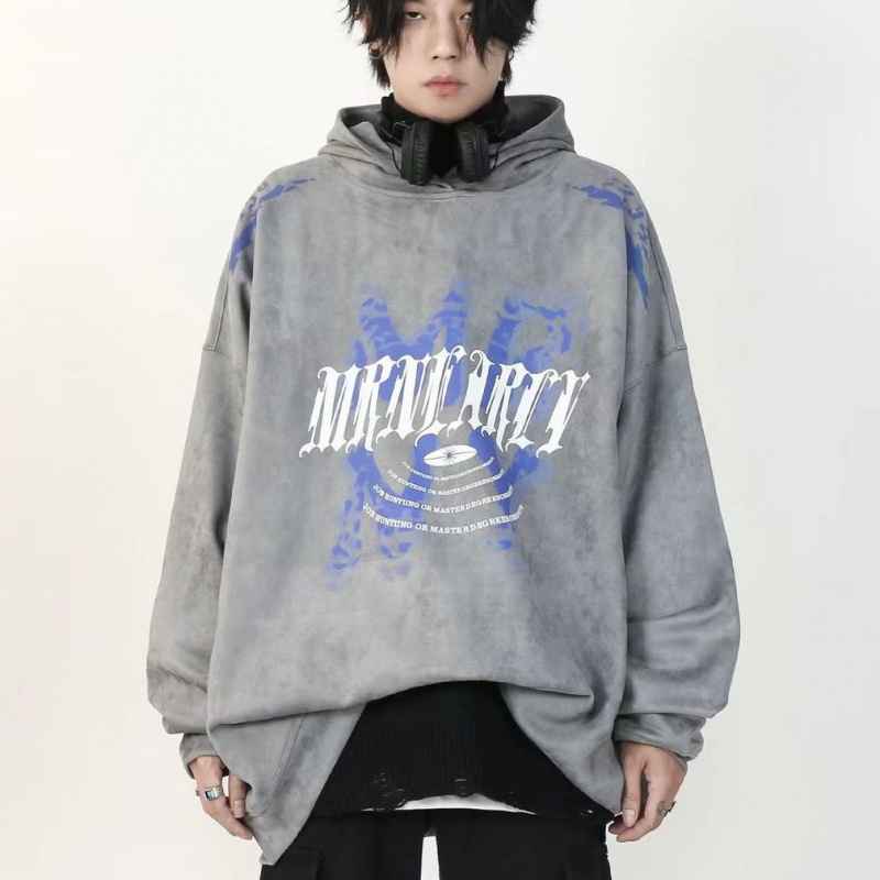 Plus Áo Hoodie Da Lộn Lót Nhung Dày Dặn In Họa Tiết Graffiti Phong Cách Đường Phố Mỹ Thời Trang Thu Đông Cho Nam Và Nữ
