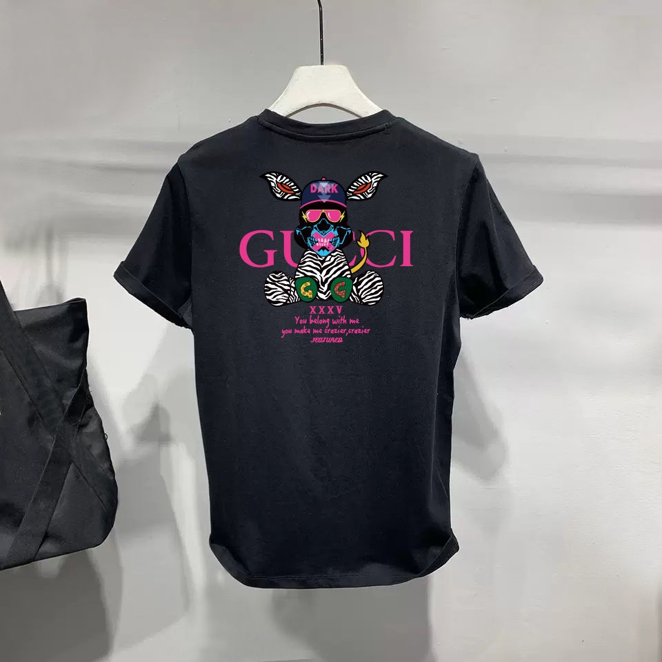 Áo Thun Gucci 100% Cotton Tay Ngắn Dáng Rộng Phong Cách Thời Trang Âu Mỹ Dành Cho Cặp Đôi