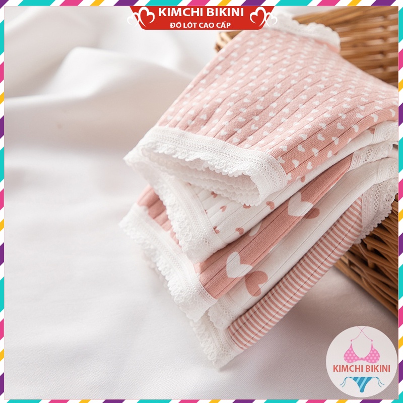 Set 10 Quần nót nữ cotton cute dễ thương KIMCHIBIKINI Combo quần lót nữ viền ren mềm mại thoáng mát QL004