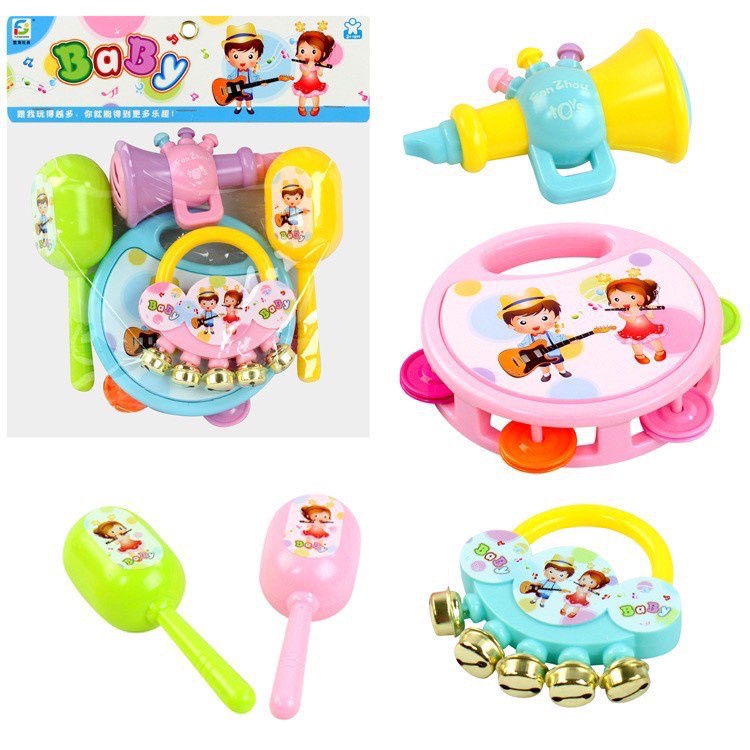 Bộ Đồ Chơi Xúc Xắc Lục Lạc 5 Món Cho Bé, Đồ Chơi Cầm Tay