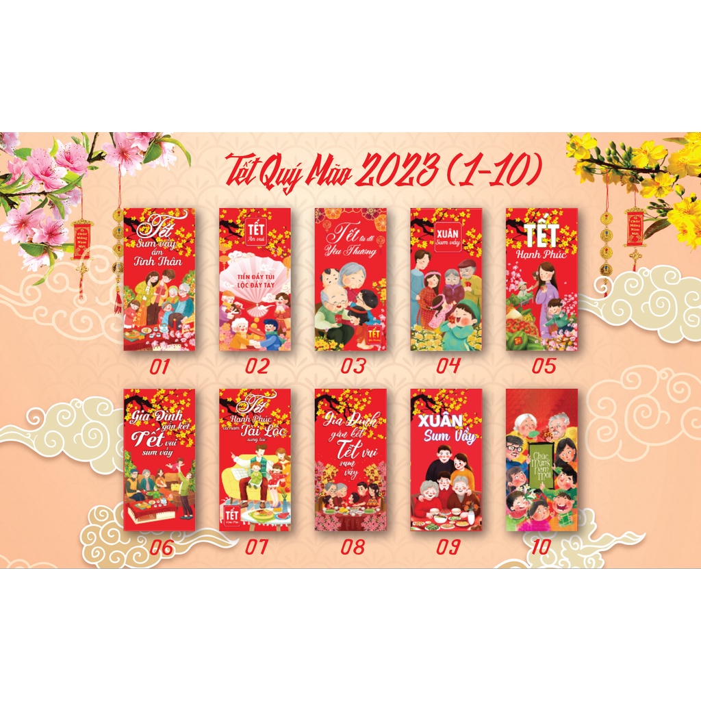 Sỉ 1000 Bao Lì Xì Tết 2023 Đẹp Được Chọn Mẫu Và Tặng Kèm Túi Bóng Kính