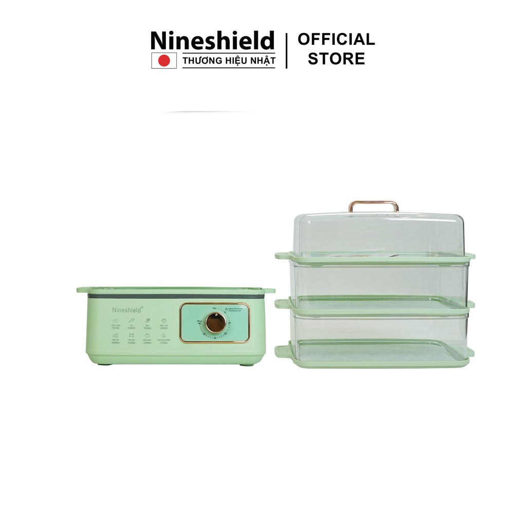 Nồi hấp Nineshield KB3001 đa năng 3 tầng dung tích lớn 22L - An toàn cách nhiệt - Hàng chính hãng