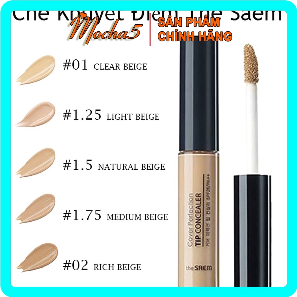Kem che khuyết điểm quốc dân The Saem Cover Perfection Tip Concealer Spf28 PA++ che phủ hoàn hảo lâu