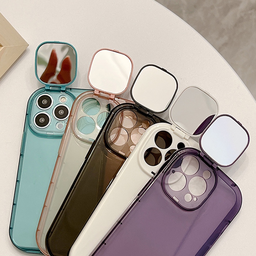 Ốp Điện Thoại TPU Dẻo Họa Tiết Trái Tim 3D Màu Sắc Ngọt Ngào Kèm Gương Chống Sốc Cho Iphone 11 12 13 14 Pro Max