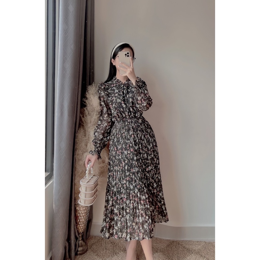 ĐẦM VINTAGE HOA NHÍ XẾP LI - VIN 01