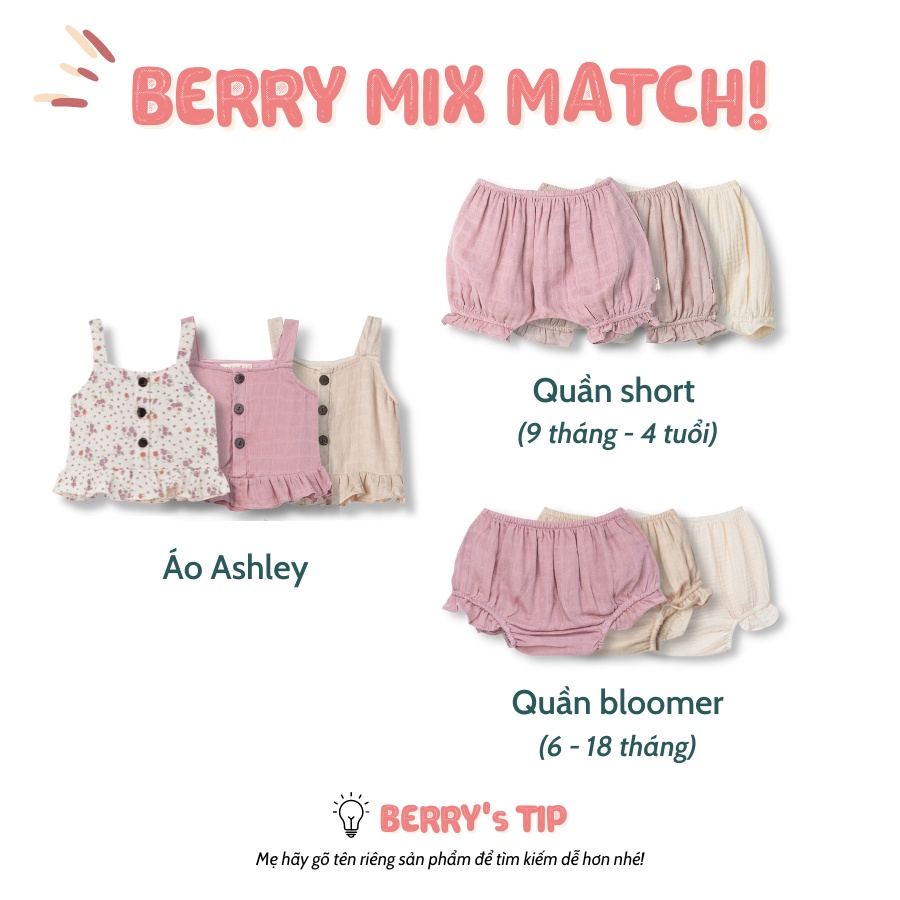 Áo dây cho bé gái berry dáng xòe nhiều màu vải xô ô vuông mềm mịn ashley - ảnh sản phẩm 6